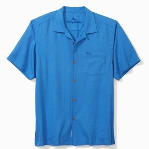 Tommy Bahama Mens Short-sleeve Bungalow Collar Marlin pocket embroidery Blue XL